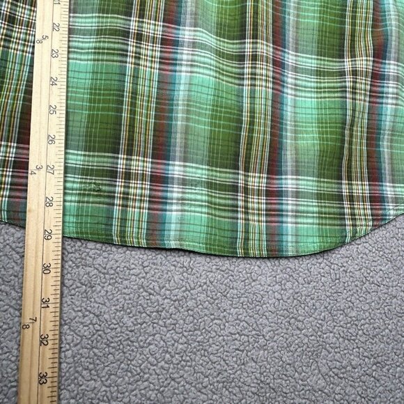 Prana Shirt Mens Large Green Tartan Plaid Western Button Up Cargo Casual READ - Picture 15 of 15